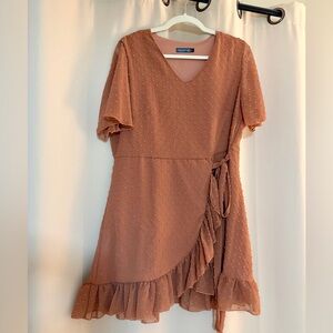 Tan Ruffle Mini Dress